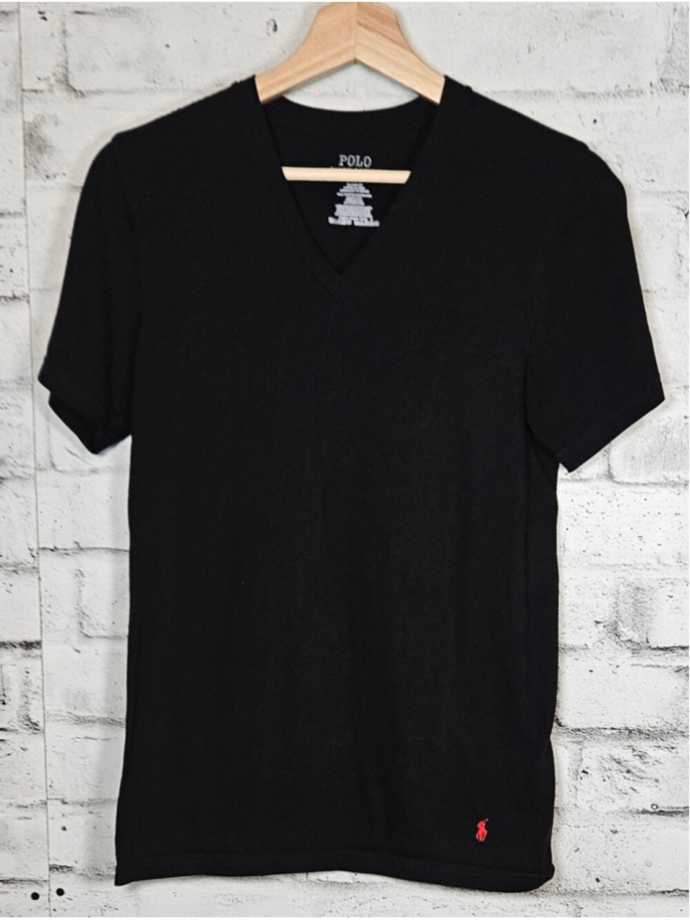 Polo Ralph Lauren Classic Fit Black V Neck Cotton T Shirt Small